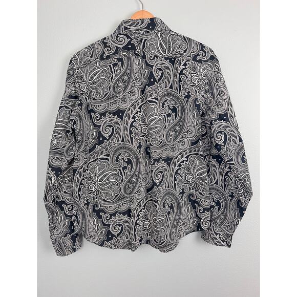 Lauren Ralph Lauren Womens‎ L Paisley Non-Iron Shirt Preppy Career Office Blouse - Picture 3 of 9